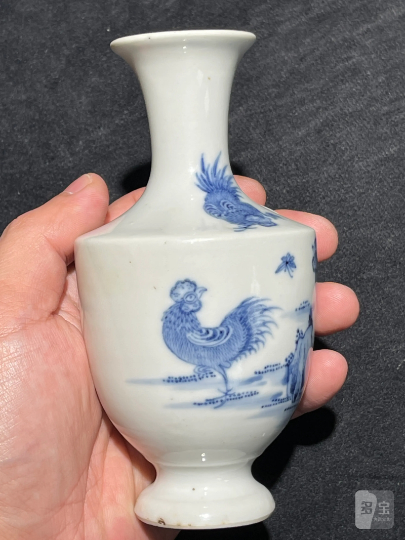 清乾隆 青花大吉图瓶 - 图3